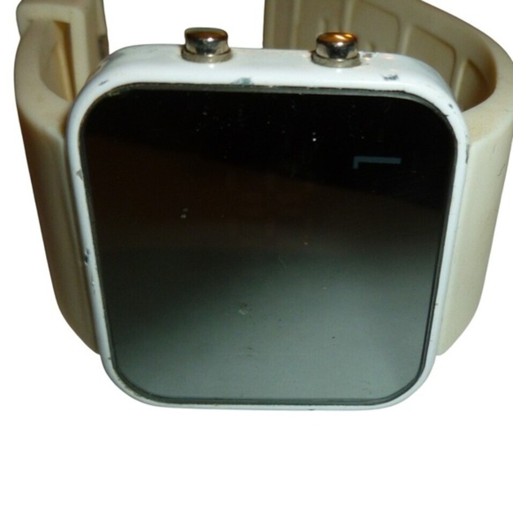 Retro White Digital LED‎ Square Watch Silicone Band Minimalist Y2K Sporty Unisex